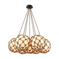 Elk Lighting Coastal Inlet 7-Lght Chandelier in Oiled Brnz with Rope and Opal Glass 10710/7SR